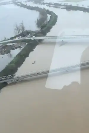 Vista aérea das cheias do rio mondego.